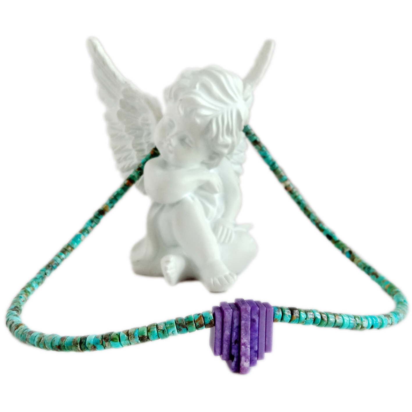 5mm Natural turquoise mikanda yokhala ndi mkanda wa Charoite wopangidwa ndi manja Mphatso Zapadera Za Azimayi 8