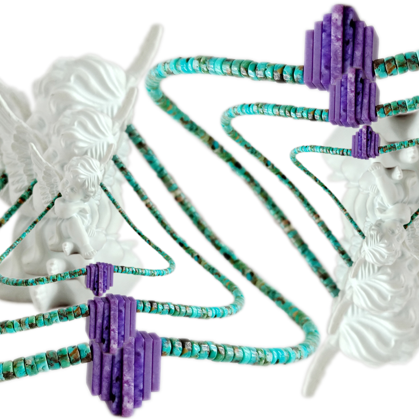 5mm Natural turquoise mikanda yokhala ndi mkanda wa Charoite wopangidwa ndi manja Mphatso Zapadera Za Azimayi 11