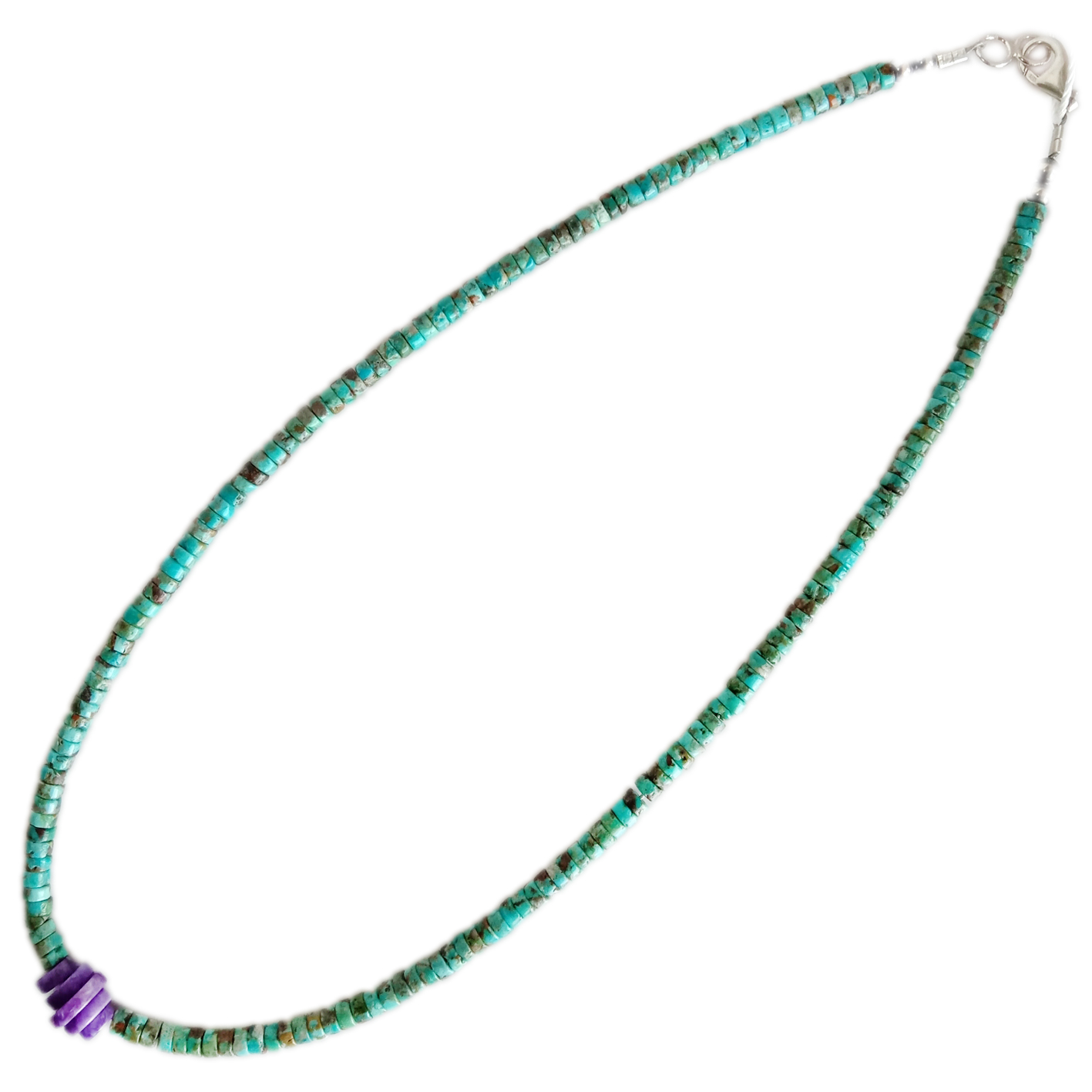 4MM Natuerlike turquoise glêde kralen mei Charoite hanger 16 inch ketting sieraden choker kado foar freonen 8