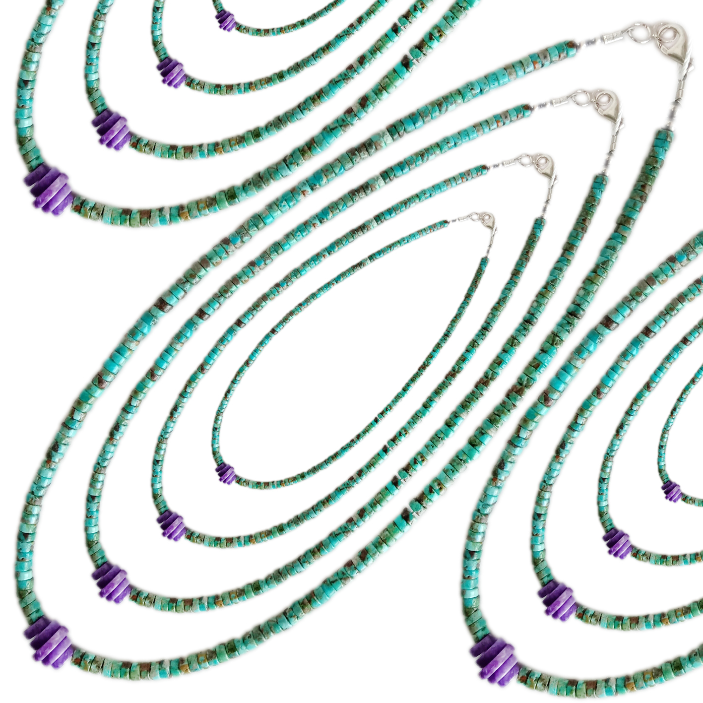 4MM Natuerlike turquoise glêde kralen mei Charoite hanger 16 inch ketting sieraden choker kado foar freonen 11
