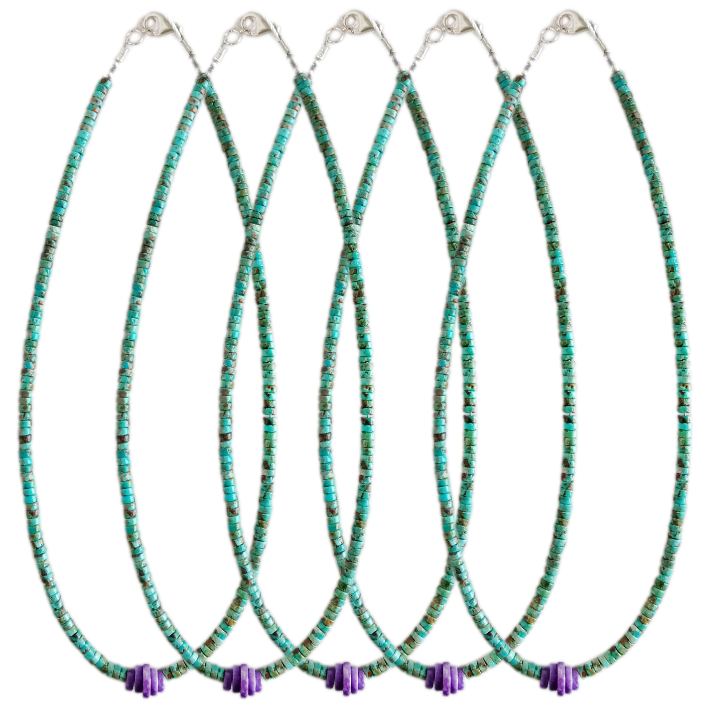 4MM Natuerlike turquoise glêde kralen mei Charoite hanger 16 inch ketting sieraden choker kado foar freonen 12