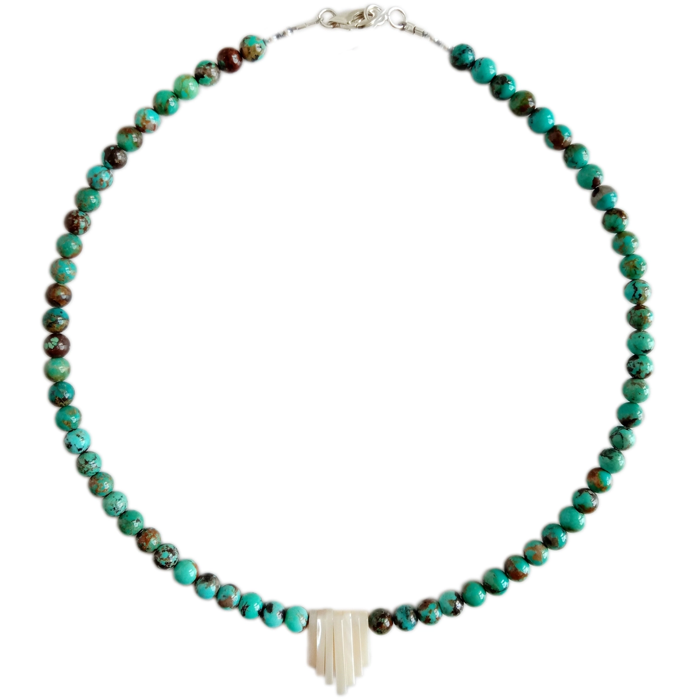 Coirníní cruinne réidh turquoise 6mm nádúrtha le pendant bhlaosc bán 16 orlach Jewelry Unisex 1