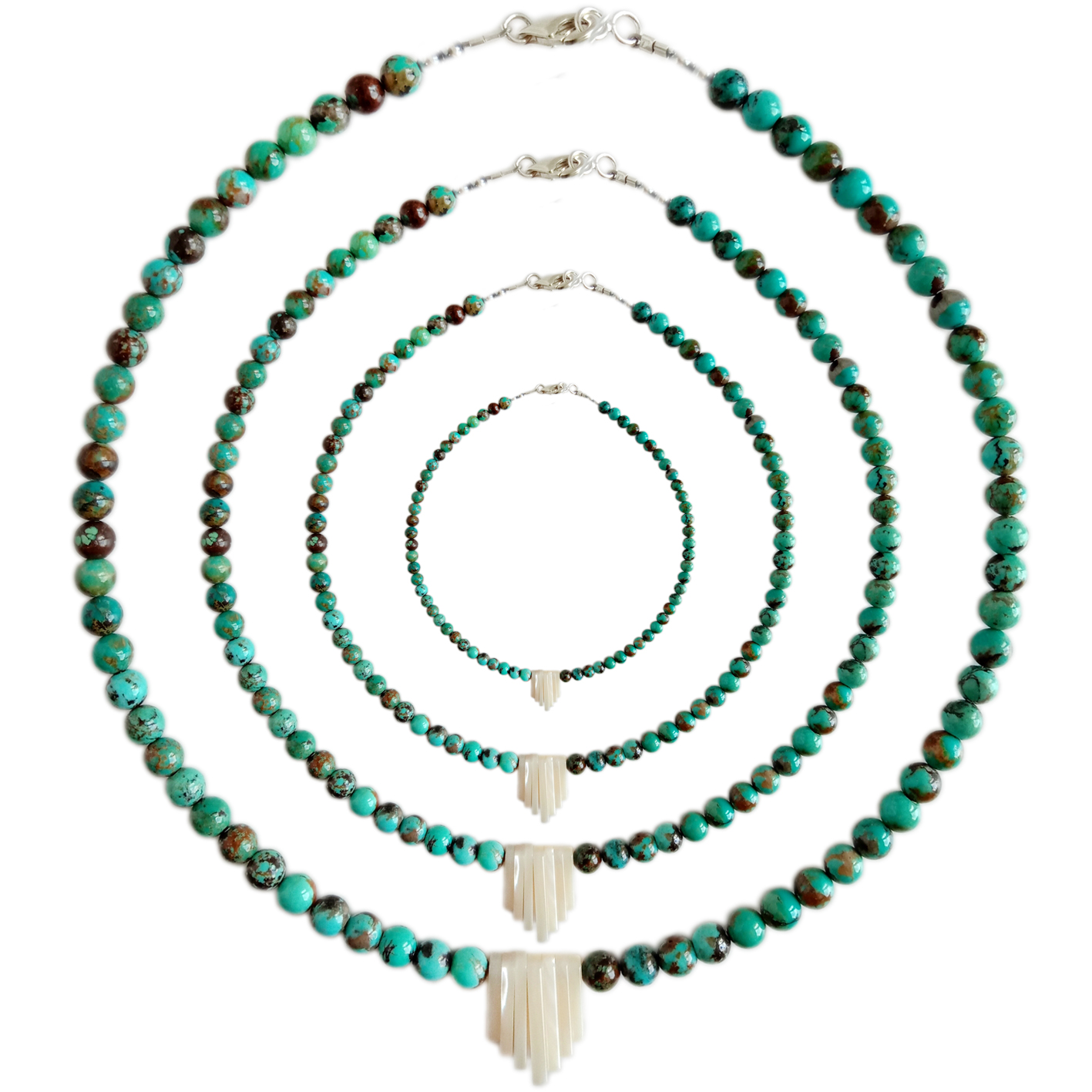 Coirníní cruinne réidh turquoise 6mm nádúrtha le pendant bhlaosc bán 16 orlach Jewelry Unisex 13