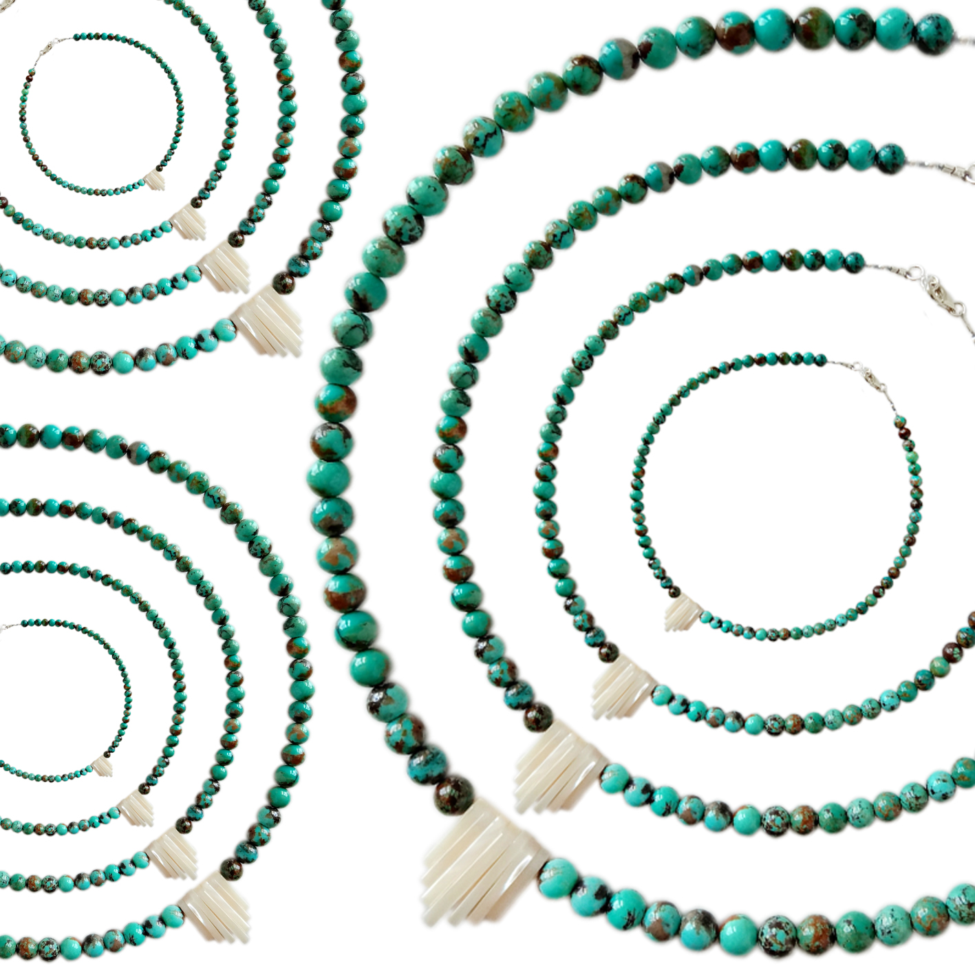 Coirníní cruinne réidh turquoise 6mm nádúrtha le pendant bhlaosc bán 16 orlach Jewelry Unisex 15