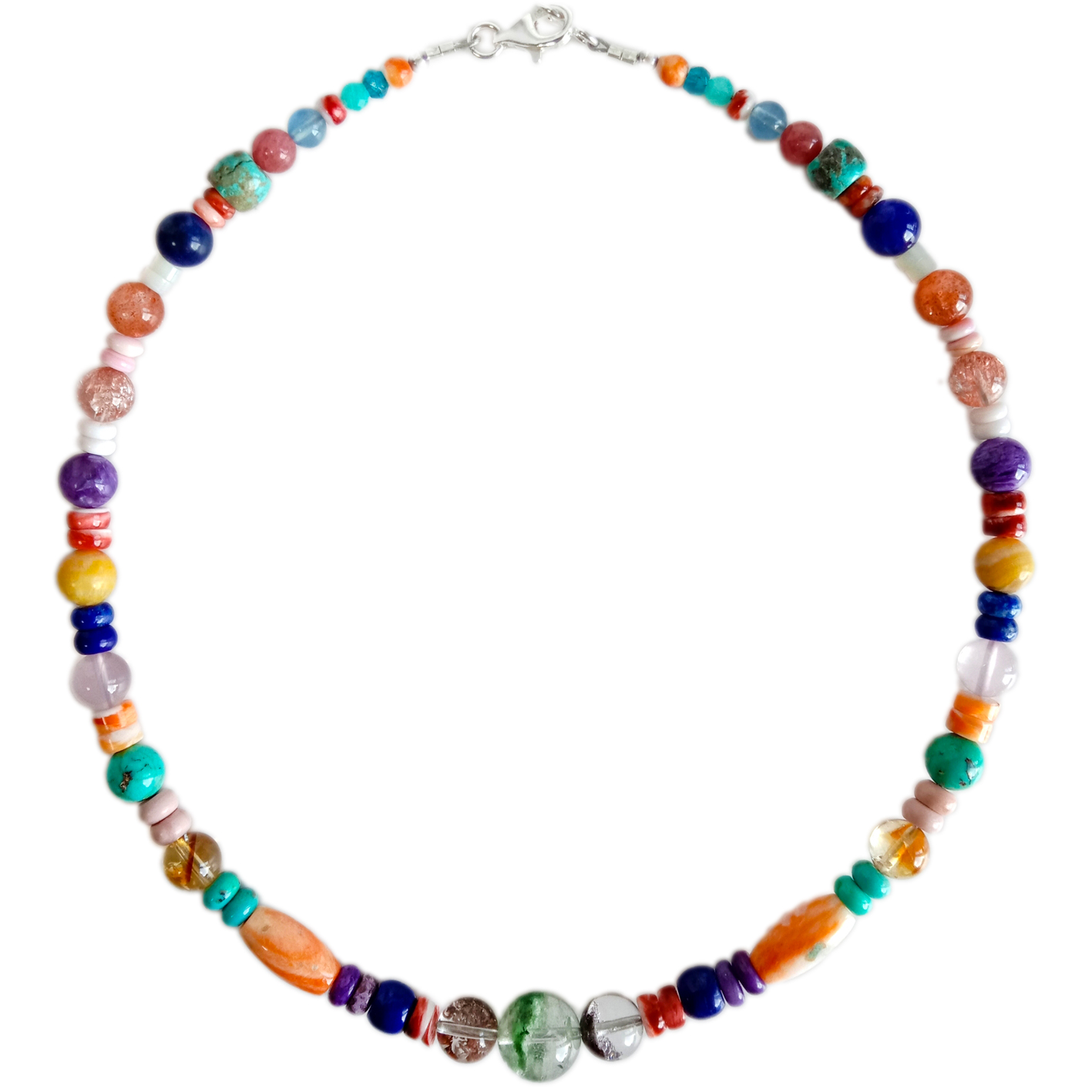 ត្បូងមរកតធម្មជាតិ និងអយស្ទ័រ Spiny ជាមួយនឹងពណ៌បៃតង Ghost phantom quartz pendant Citrine Lapis lazuli Necklace bracelet earring set gift forមិត្តនារី 9