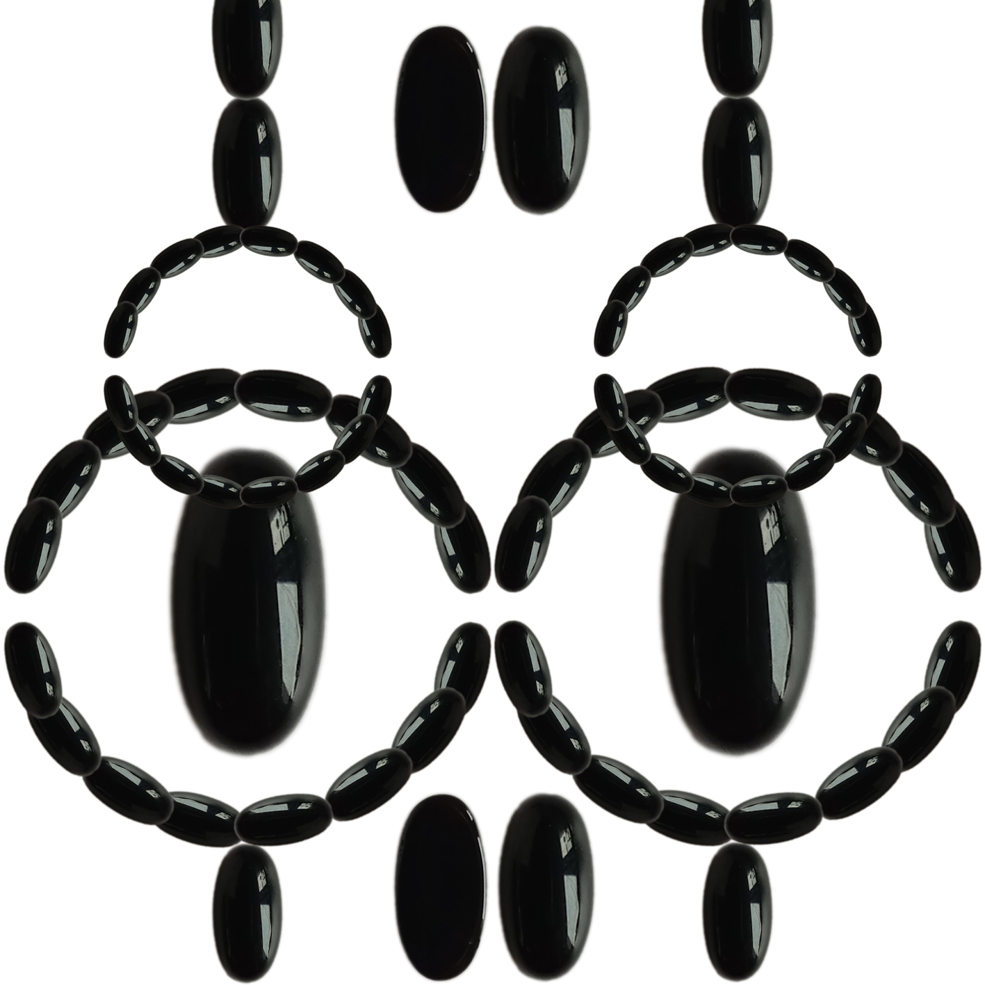 5mm*10mm Oval shape  Black Agate Cabochon high quality Genuine Gemstone for jewelry making 8