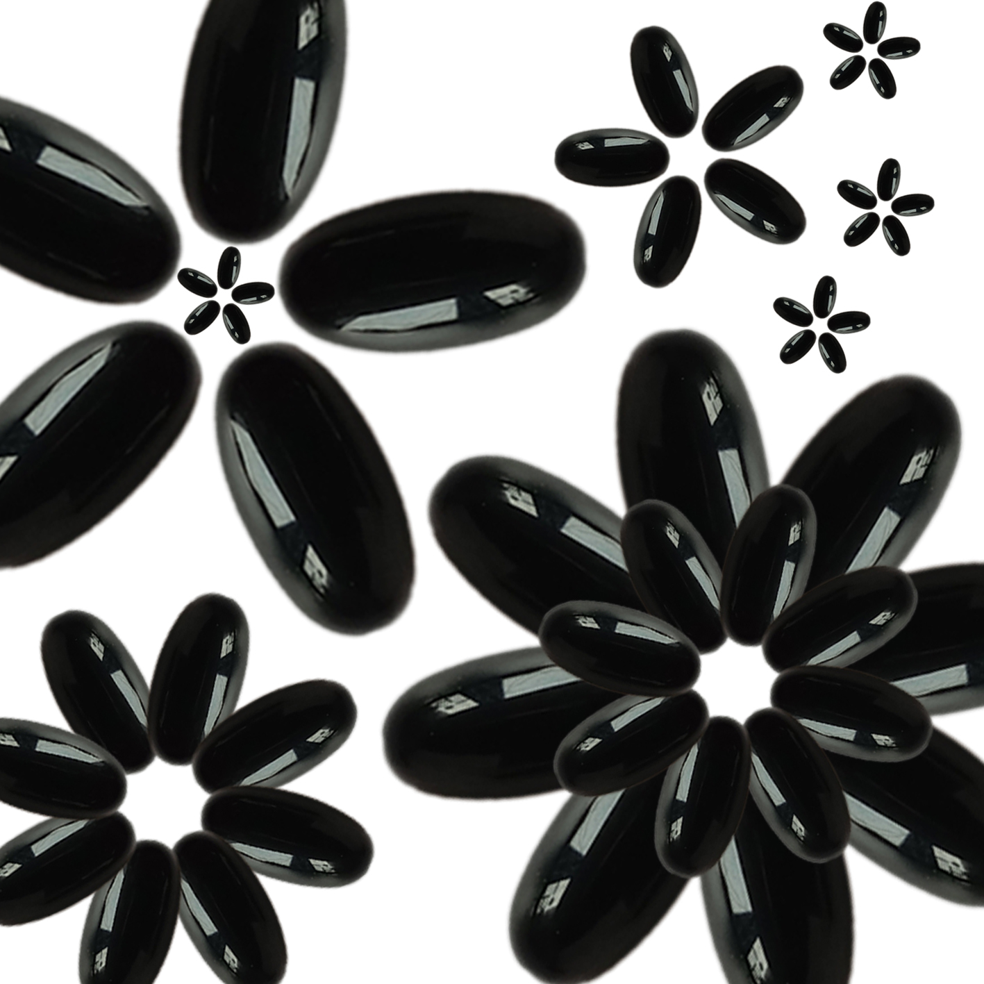 5mm*10mm Oval shape  Black Agate Cabochon high quality Genuine Gemstone for jewelry making 6