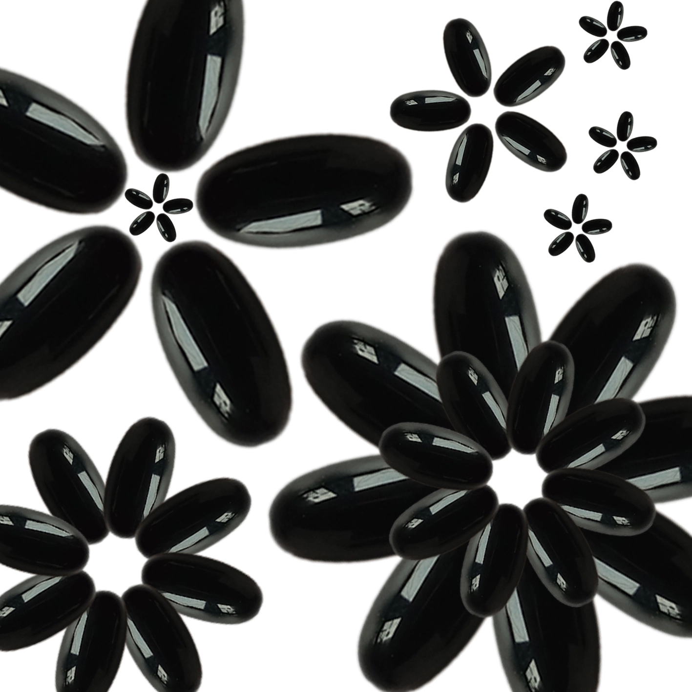 5mm * 10mm fòm oval nwa agat Cabochon meyè kalite otantik pyè presye pou fè bijou 1