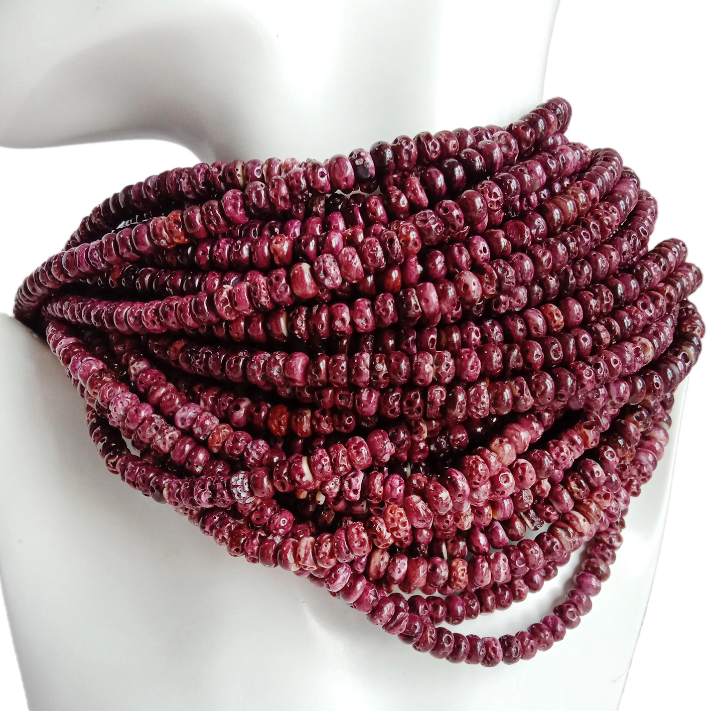 អង្កាំអង្កាំស្វាយ 6mm Purple Spiny Oyster Button Beads Purple Spacer Beads 16inch Beaded Strand សម្រាប់ធ្វើគ្រឿងអលង្ការ 1