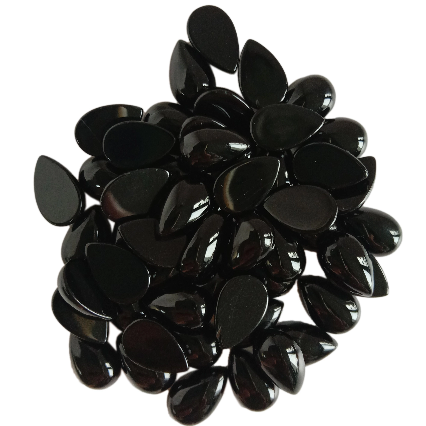 8*12mm Mirror pear shape black agate loose beads  for Jewelry Making Fashion Design 1