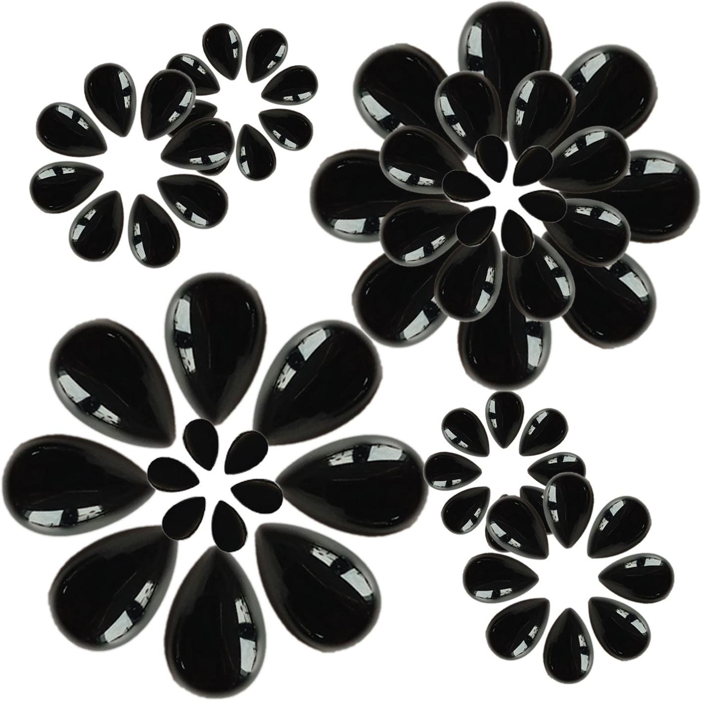 8*12mm Mirror pear shape black agate loose beads for Jewelry Making Fashion Design 16