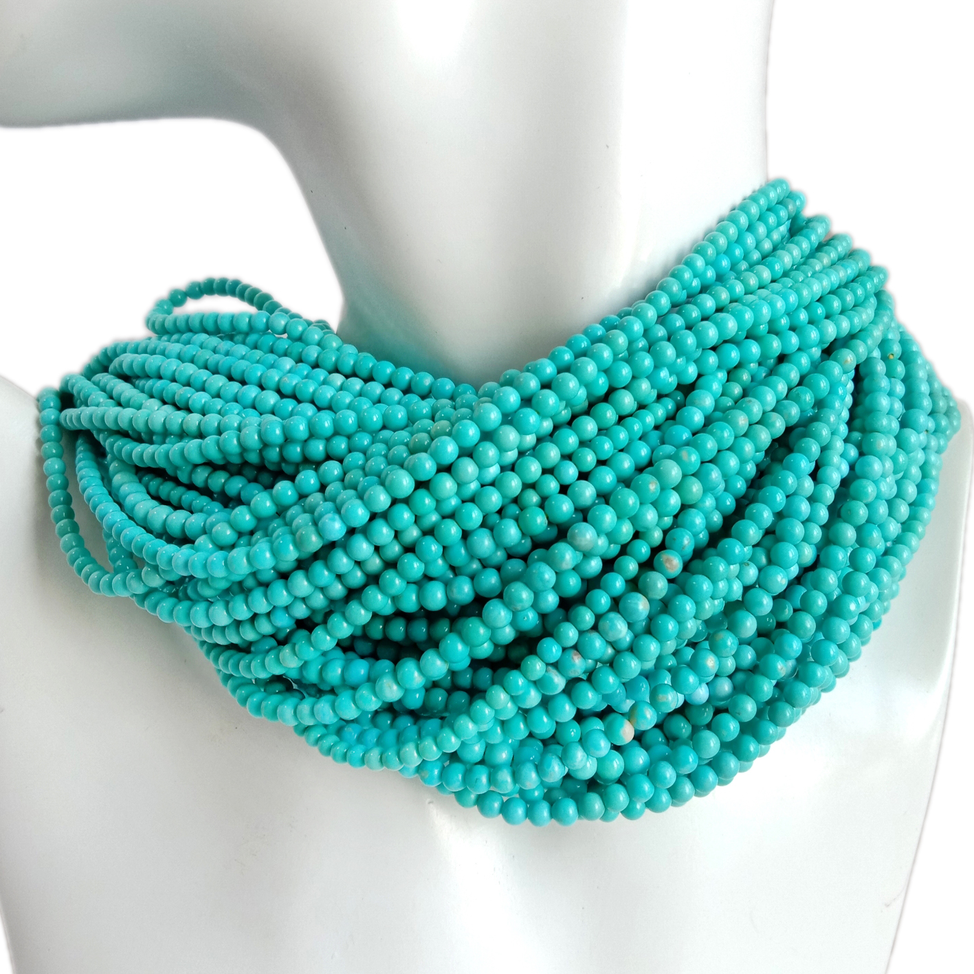 3mm Natural turquoise Blue Round mikanda 16 Mikanda yosalala yopangira zodzikongoletsera Mphatso ya Tchuthi ya Zodzikongoletsera 7