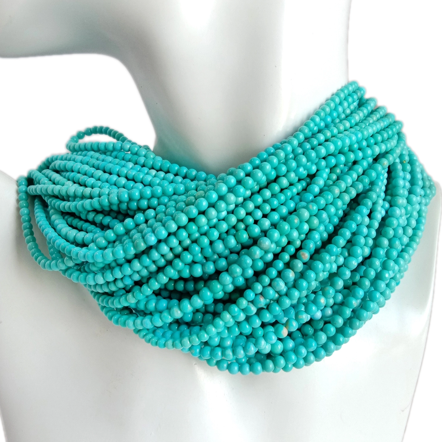 3mm Natural turquoise Blue Round Beads 16 Strand dị larịị maka ịme onyinye ezumike ọla. 1