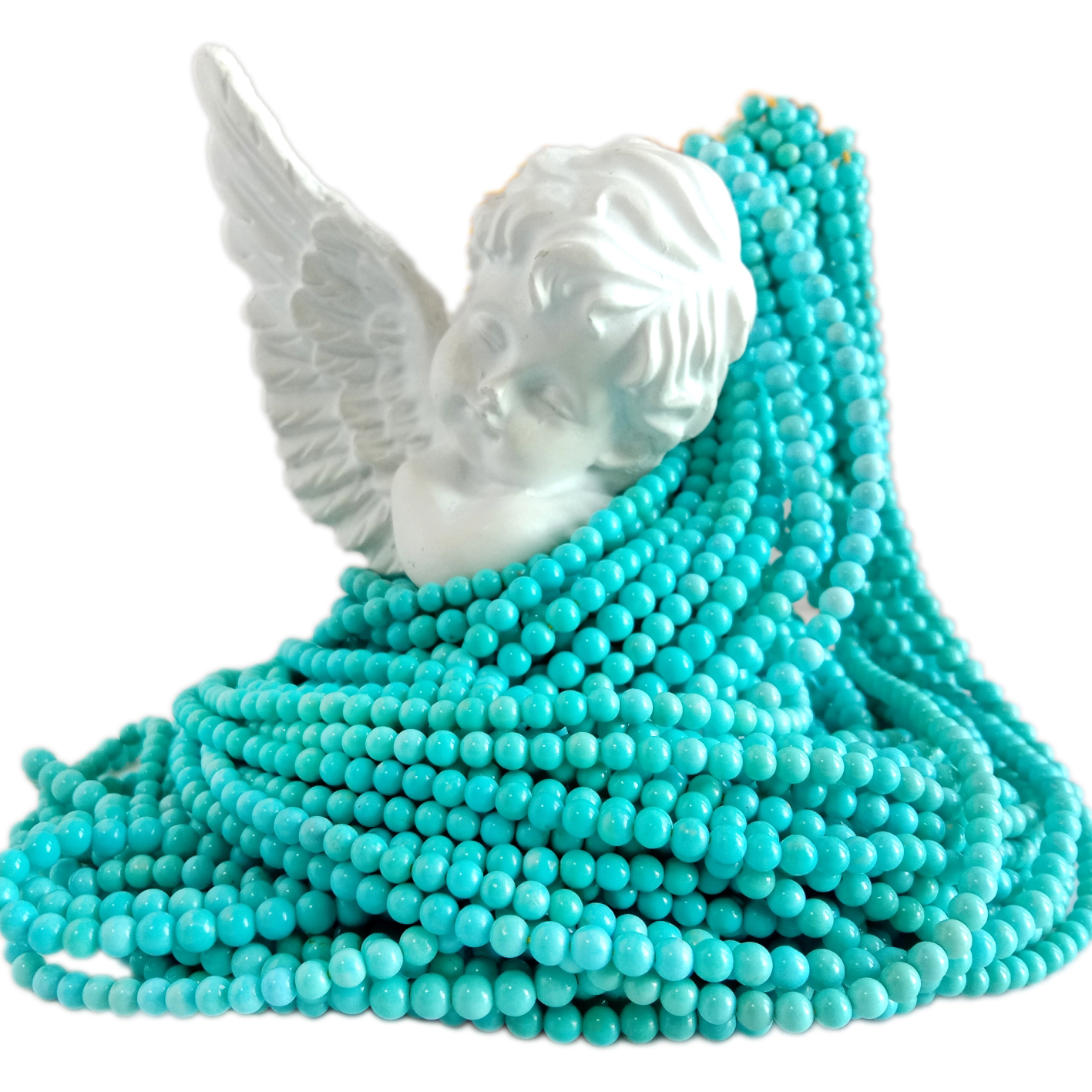 3mm Natural turquoise Blue Round mikanda 16 Mikanda yosalala yopangira zodzikongoletsera Mphatso ya Tchuthi ya Zodzikongoletsera 8