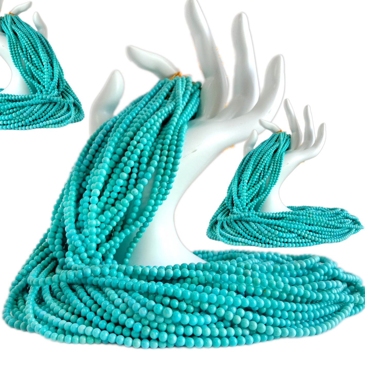 3mm Natural turquoise Blue Round mikanda 16 Mikanda yosalala yopangira zodzikongoletsera Mphatso ya Tchuthi ya Zodzikongoletsera 12