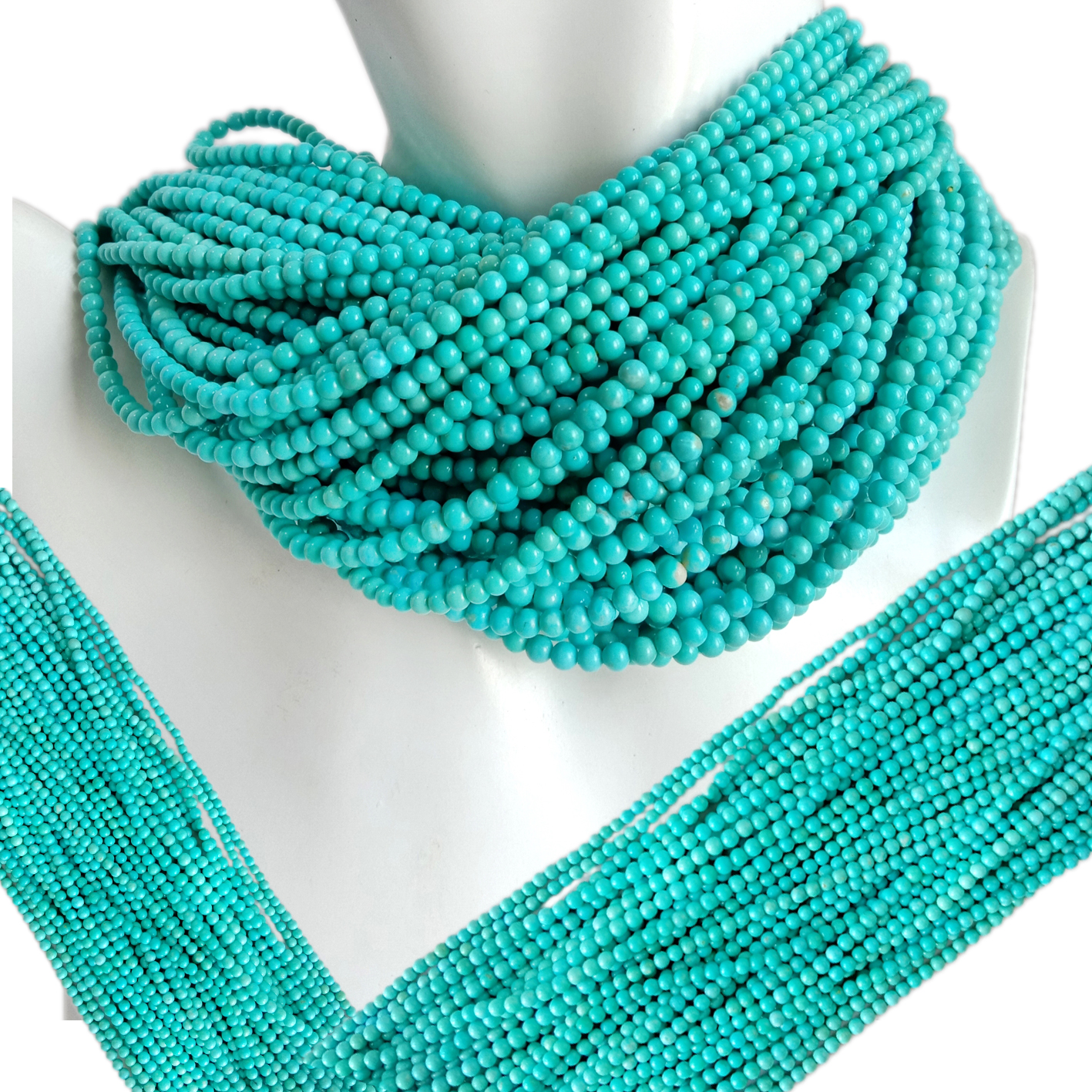 3mm Natural turquoise Blue Round mikanda 16 Mikanda yosalala yopangira zodzikongoletsera Mphatso ya Tchuthi ya Zodzikongoletsera 11