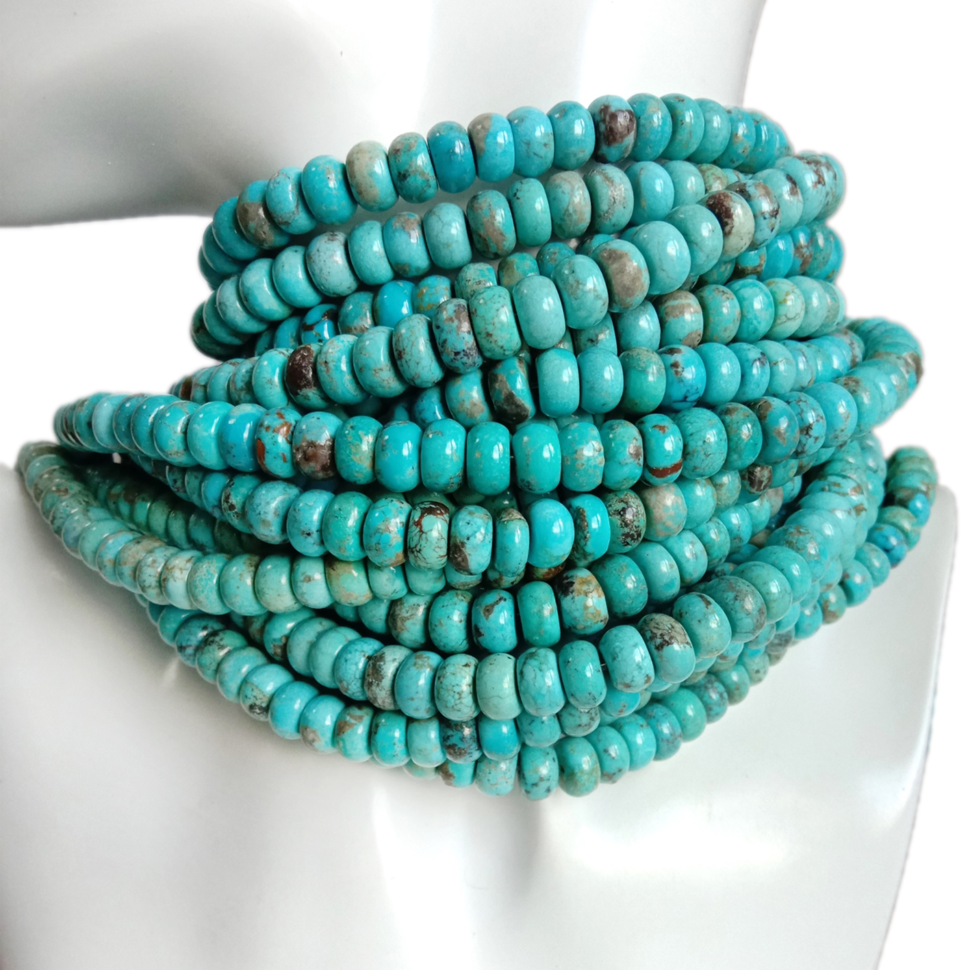 Grìogagan cruinn turquoise nàdarrach 8mm turquoise gorm cruinn grìogagan fuasgailte airson seudan bracelet seudair a’ dèanamh DIY 9