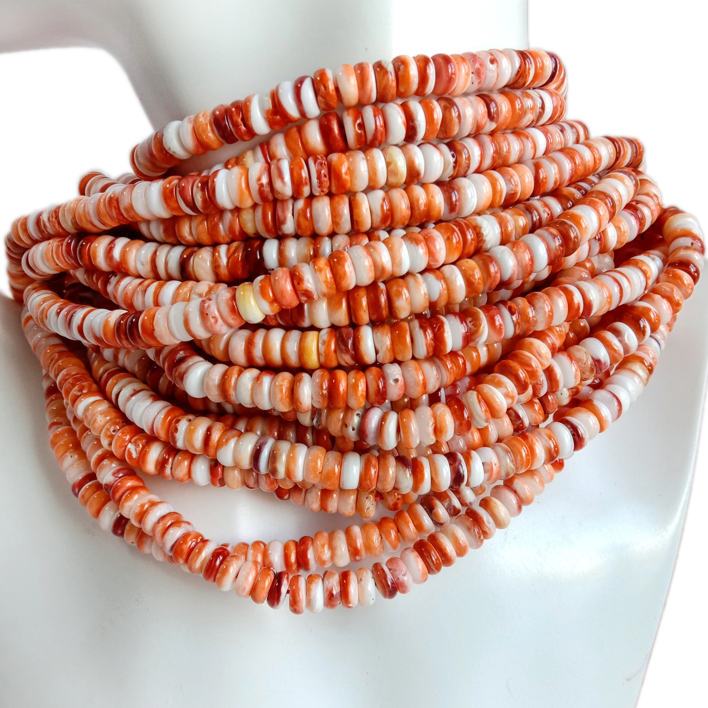 زىننەت بۇيۇملىرى ياساش ۋە مونچاق توقۇش ئۈچۈن 6 مىللىمېتىر ئاپېلسىن رەڭلىك يۇمىلاق ئۇستېر سىلىق مونچاق. 7