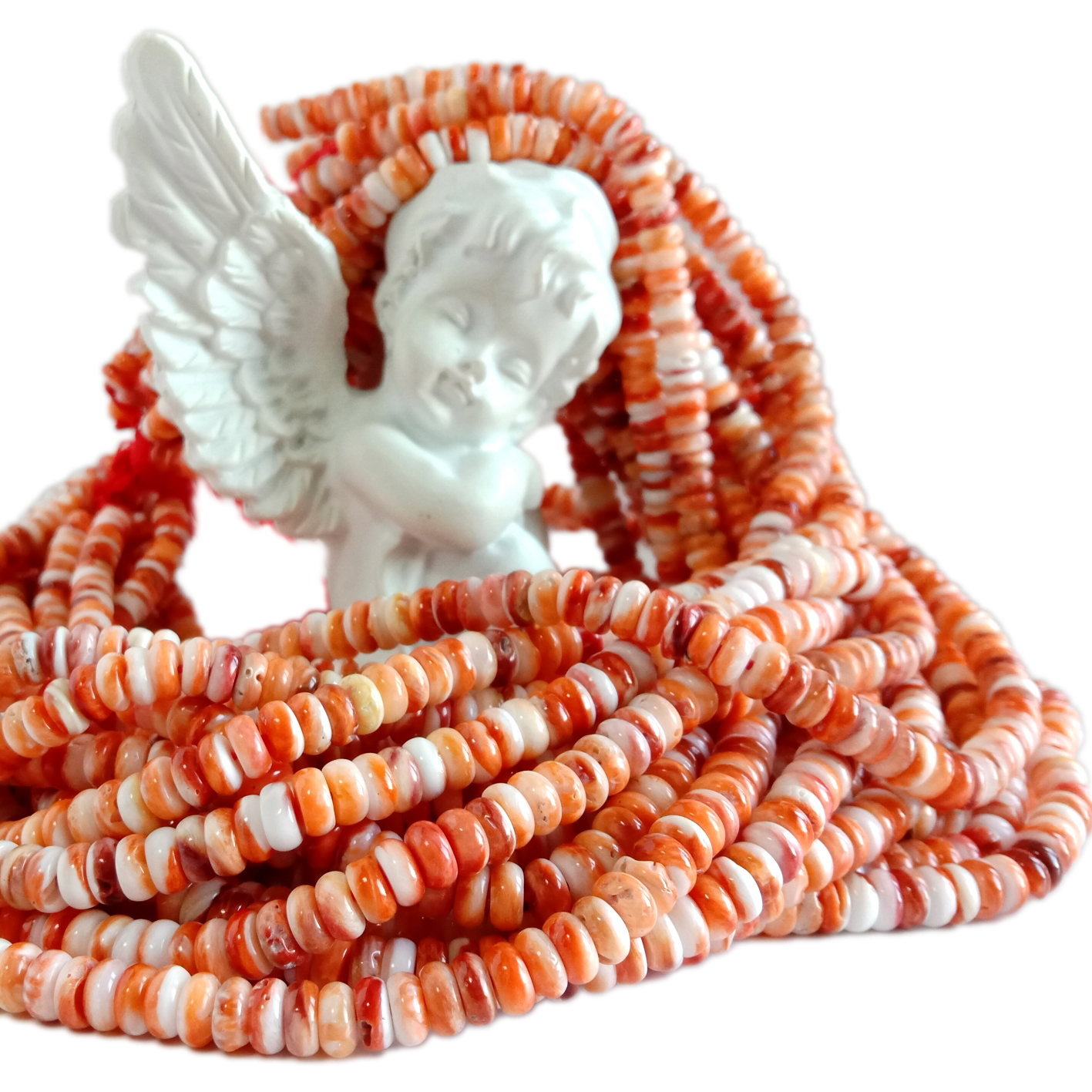 زىننەت بۇيۇملىرى ياساش ۋە مونچاق توقۇش ئۈچۈن 6 مىللىمېتىر ئاپېلسىن رەڭلىك يۇمىلاق ئۇستېر سىلىق مونچاق. 15