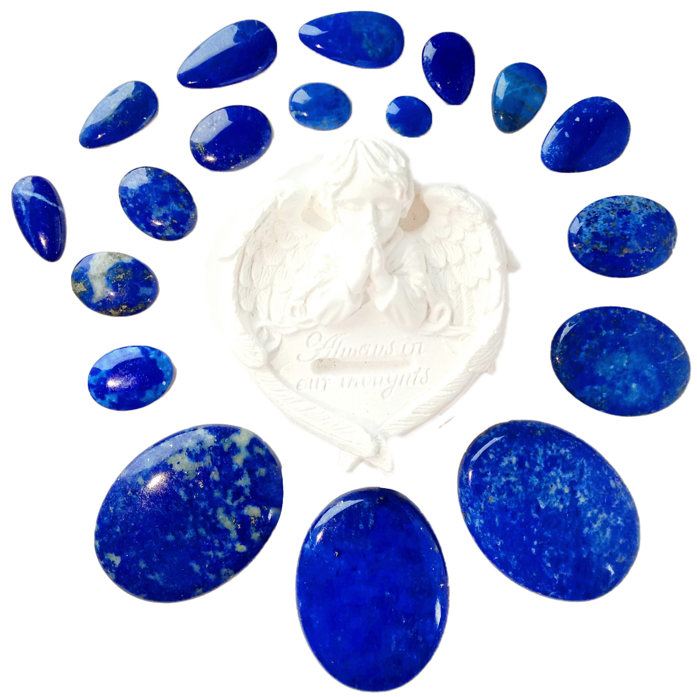 لاپیس لازولی فلیٹ فری شکل کابوچن موتیوں کا سائز 10 ملی میٹر-20 ملی میٹر افغانستان ٹمبلڈ لاپیس ہیلنگ کرسٹل اور پتھر 17