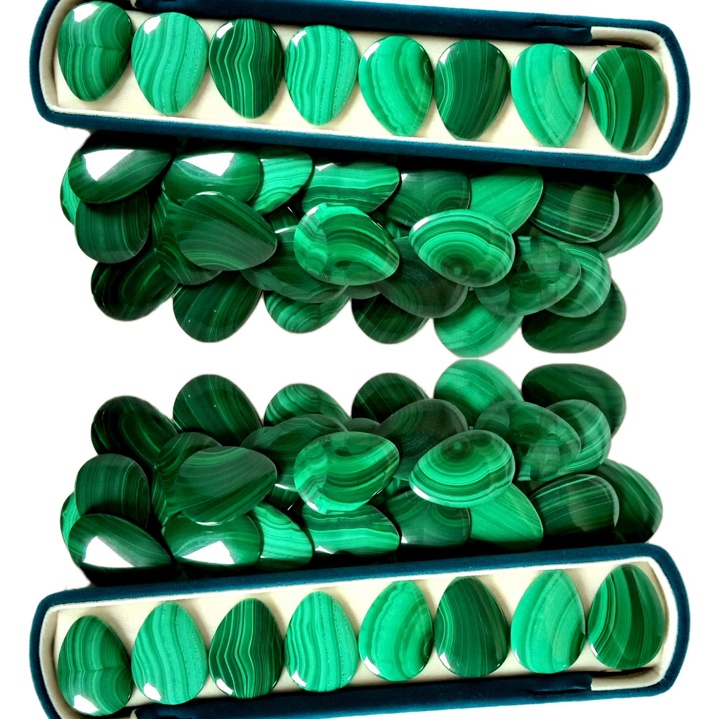 100% Adayeba Malachite Cabochon Pear Apẹrẹ Awọn ilẹkẹ Loose Gemstone Fun Jewelry osunwon Malachite 19