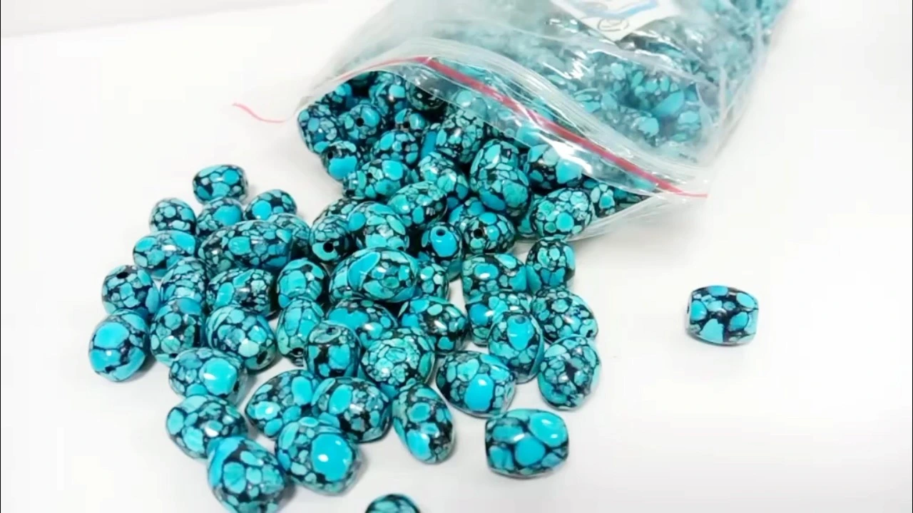 Old mine Chinese Hubei turquoise beads 1
