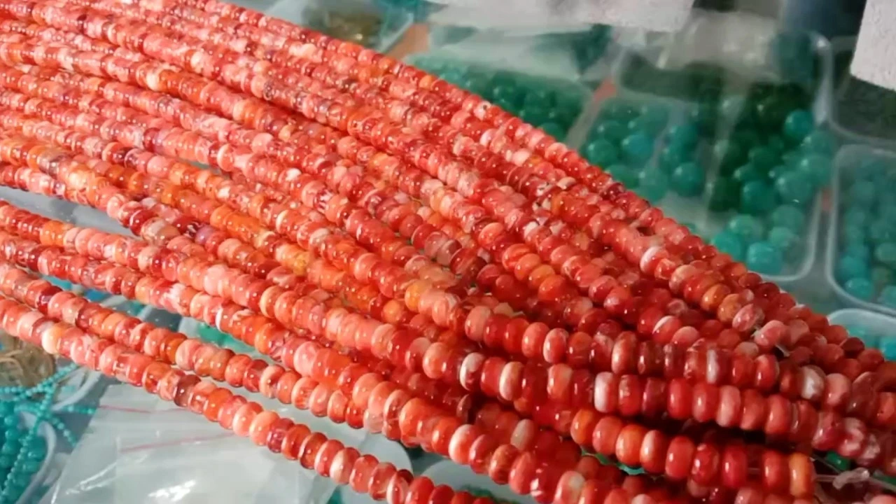 Natural red Spiny Oyster Rondelle Beads 6mm 16 Strand Rondelle Beads 1