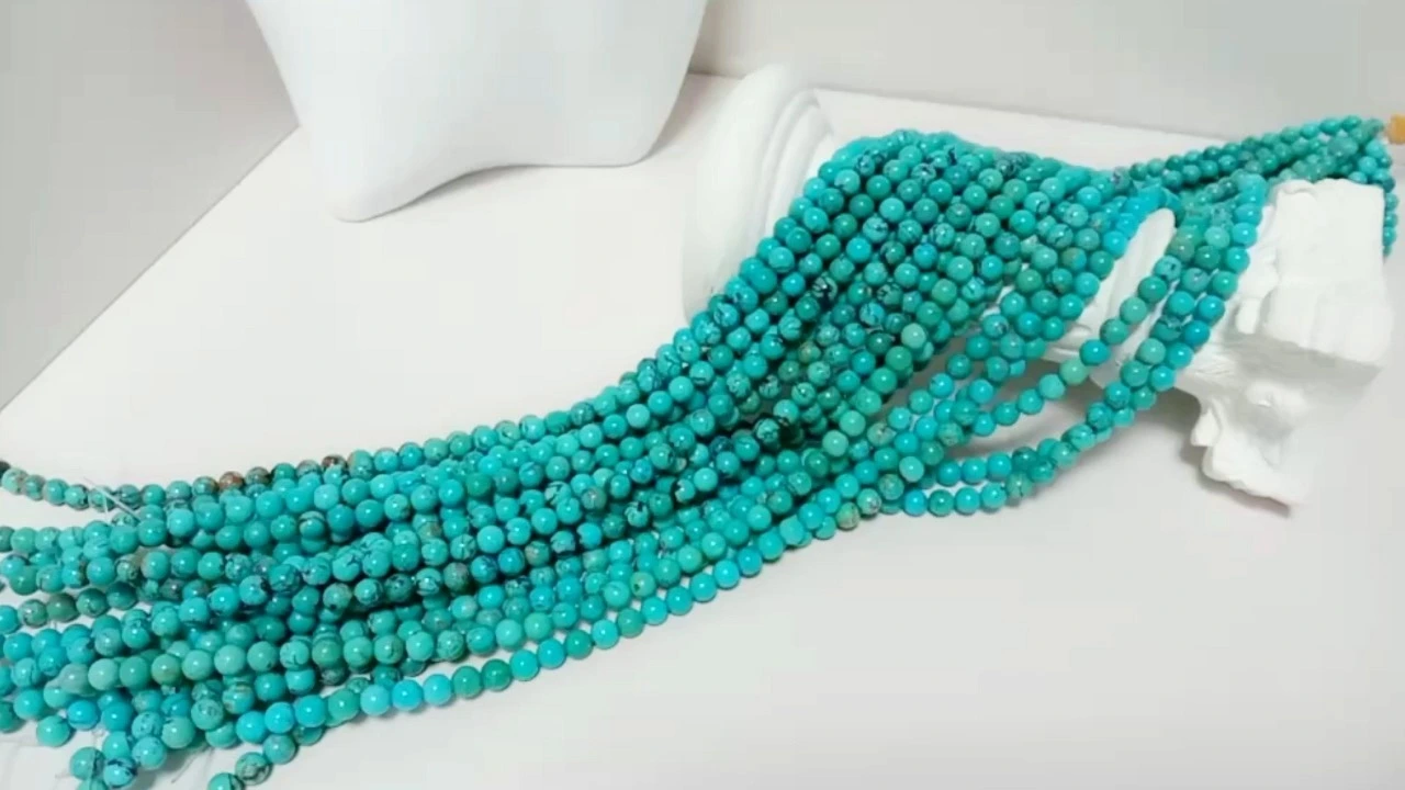 Turquoise Polished Smooth Loose Round Smooth Blue Turquoise Round Loose Bead 1