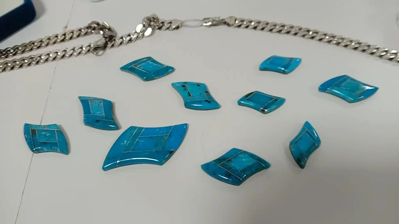 Turquoise stitching ring surface making jewelry 1