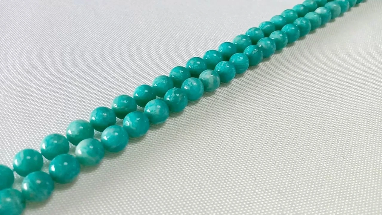 អង្កាំមូល Amazonite ពិតប្រាកដ 8mm Natural Amazonite Loose Beads 1