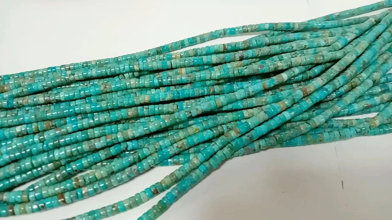 100% Genuine Turquoise Heishi Beads 4mm Strand 16 Beads Afghani Beads 1