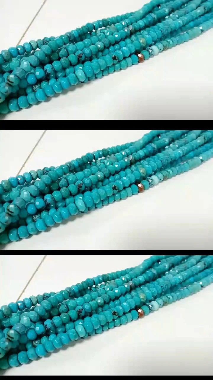 6mm Turquoise Rondelle Beads Natural Turquoise Faceted Loose Beads 1