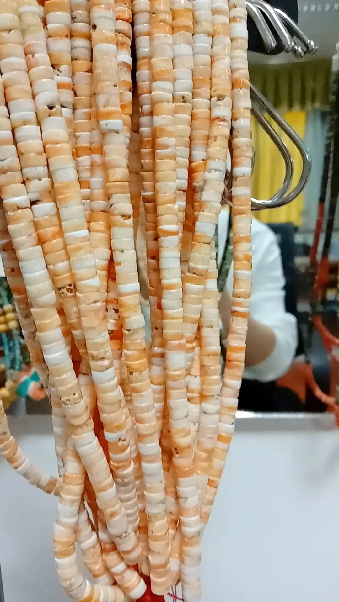 Mexican Orange Spiny Oyster Shell Beads Gem Quality  Organic Rough Texture Rondelle Heishi 1