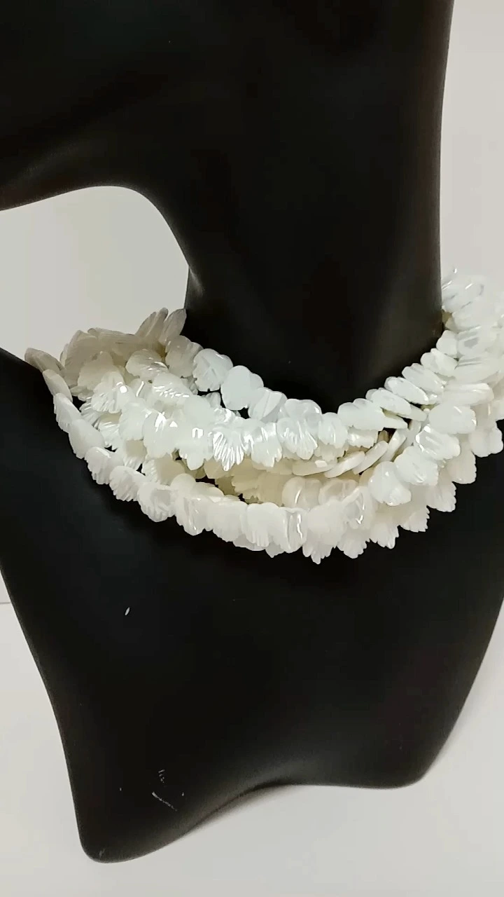 White Mother Of mop heart Beads សែលបេះដូង Beads 1