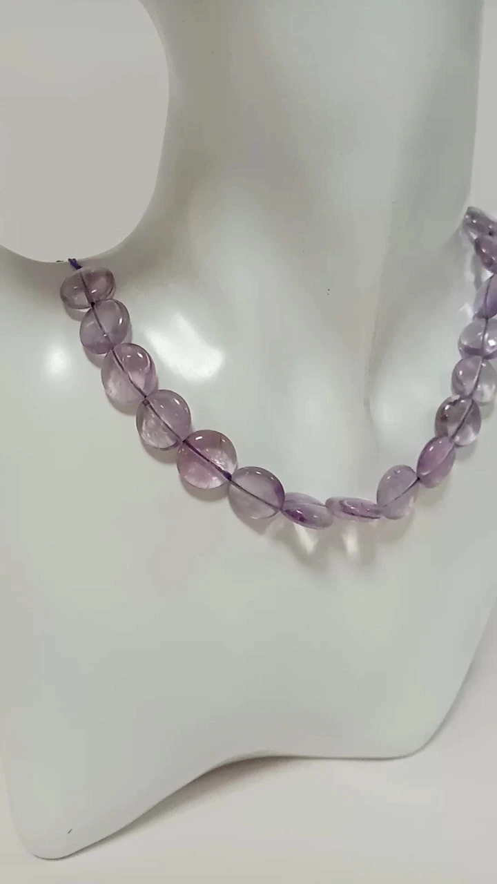 អង្កាំ Amethyst រលោង 16 អ៊ីង ត្បូងធម្មជាតិ Amethyst Beads ទំហំ 13mm គុណភាពខ្ពស់ 1