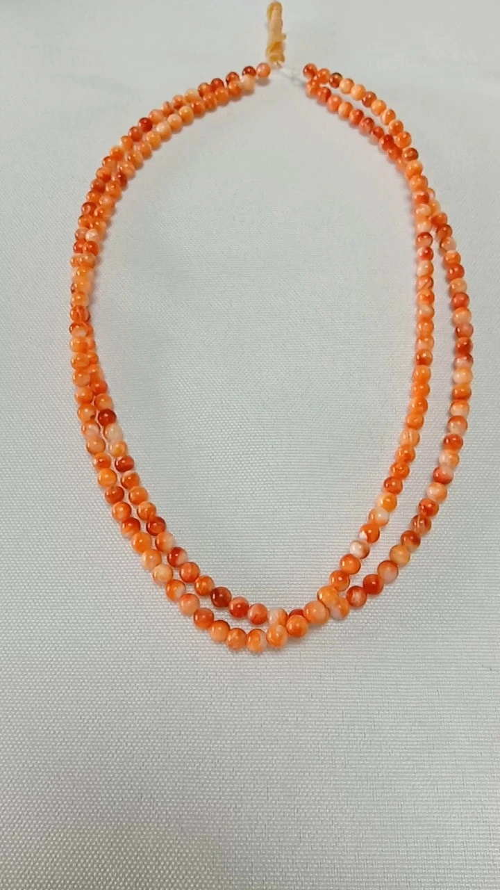 4mm orange Spiny Oyster Shell Lifaha Round 16inch khoele 1