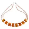 Amber Pendant And Pink Princess Spiny Oyster Smooth Beads Handmade Necklace Full Strand 16inch Gift For Women 1