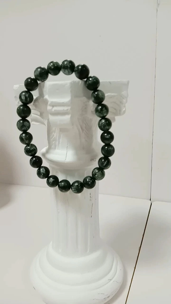 ខ្សែដៃ Seraphinite 8mm ខ្សែដៃធ្វើពីត្បូងពេជ្រ Seraphinite ថ្នាក់ទី 1