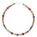 Natural Turquoise And Orange Spiny Oyster Roundle Beads With Charoite Beads Necklace Jewelry Gift For Women 1
