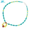 I-Turquoise yeNdalo kunye ne-Amber ene-Onyx eBomvu iPietersite yaMaso aRoundle amaso ePendant yeNecklace yesipho sabasetyhini 1