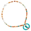 Turquoise ធម្មជាតិជាមួយនឹងពណ៌ទឹកក្រូច Spiny Oyster Shell Roundle Beads Onyx Rhodonite Jasper Snowflake Ghost Quartz អំណោយសម្រាប់ស្ត្រី 1