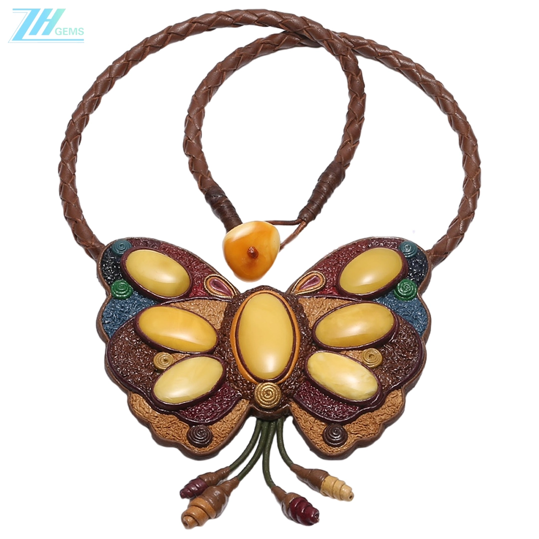 Genuine Baltic Amber Beautiful Butterfly Pendant For Women In Sterling Silver 1
