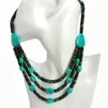 ពហុស្រទាប់ Vintage Black និង Blue Mix និងផ្គូផ្គងខ្សែក Turquoise 1