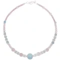 Rose Quartz Jasper Mop Milky Blue Aquamarine Healing Fashionable Necklace High Quality Genuine Gemstone Choker 1