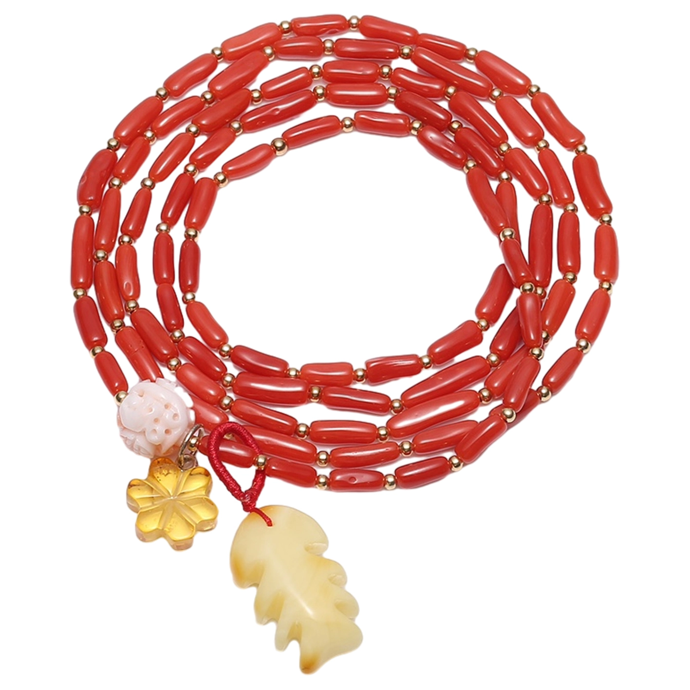 Salian Coral Cattle Blood Red Bamboo Bracelet Multi -circle Bracelet Gift For Yoga Lover 1