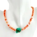 Unique Spiny Oyster Shell Unisex 16 Inch Necklace with Natural Turquoise 1