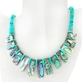 Natural And Vintage Native Turquoise Abalone Shell Pendent Bead Style Necklace 1