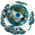 Round Shape Abalone Shell Beads With Blue Eyes Pattern 50mm Diameter Gemstone Cabochon 1