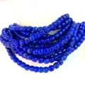 អង្កាំធម្មជាតិ Lapis Lazuli រលោង អង្កាំរាងមូល ត្បូងពេជ្រ ស៊ីឡាំងពណ៌ខៀវ គ្រាប់អង្កាំលក់ដុំ 1