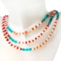 Orange And Red Color Spiny Oyster Shell Beads With Real Turquoise Sundance Style Pueblo Necklace 1